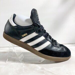 Vintage 2005 Adidas Samba Classic Black/White Leather Low-Top Sneakers. Sz 8